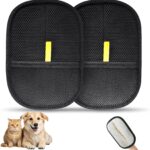 2 Pcs Pets Static Removal Gloves, Reusable Cat Dog Electrostatic Hair Remover Grooming Glove Tool (2 Pcs Black)