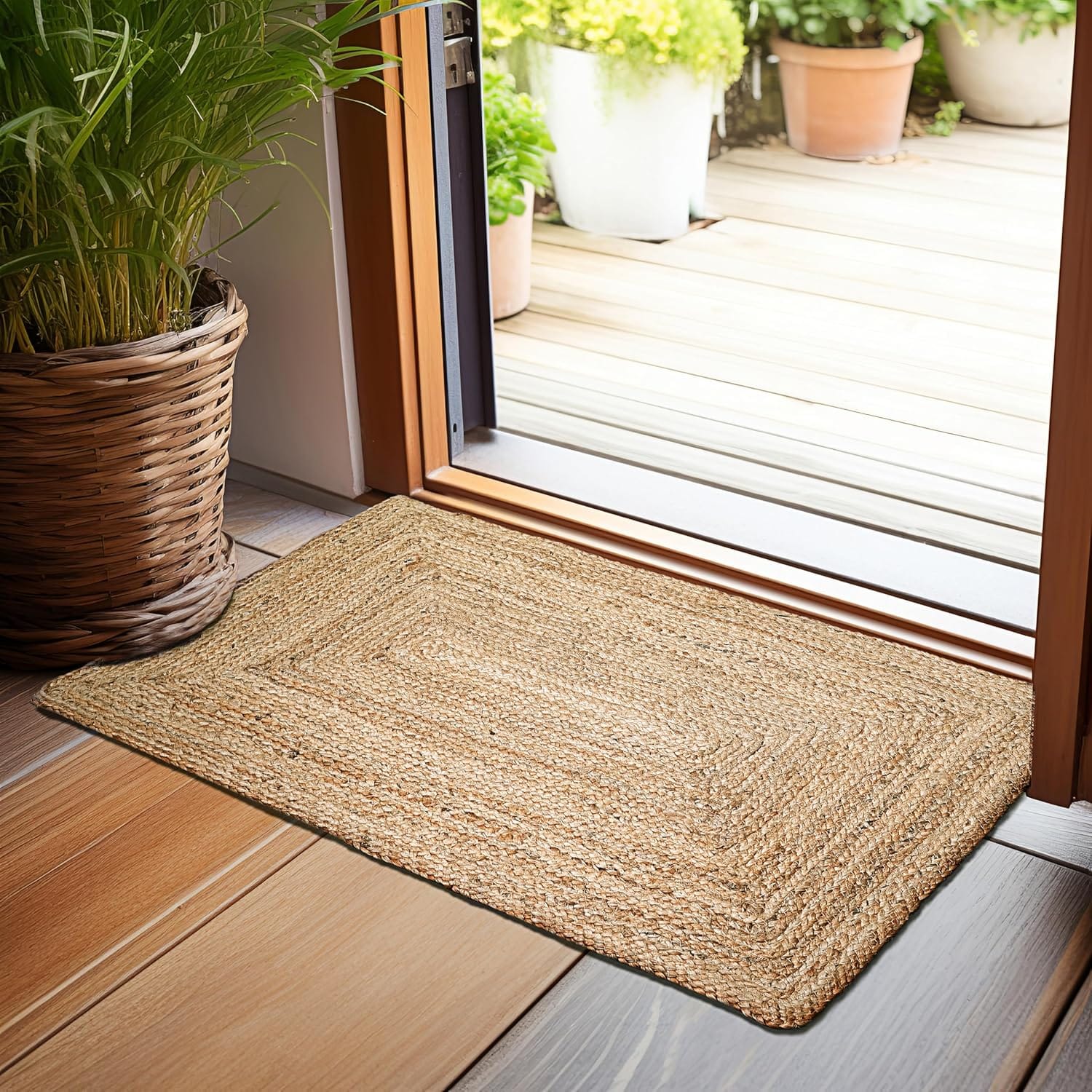 Hausattire Hand Woven Jute Braided Rug, 2'x3' Natural, Reversible Boho Entry Area Rugs for Kitchen, Living Room I Farmhouse Indoor Outdoor Decorative Floor Rug, 24x36 Inches Hausattire Hand Woven Jute Braided Rug, 2'x3' Natural, Reversible Boho Entry Area Rugs for Kitchen, Living Room I Farmhouse Indoor Outdoor Decorative Floor Rug, 24x36 Inches