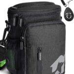 Gobeigo 8 Cup Dog Treat Pouch and Training Clicker, Dog Walking Bag with Phone Holder, Built-in Poop Bag Dispenser, 3 Ways Wearable Pet Fanny Pack for Outdoor Travel (Full Black)