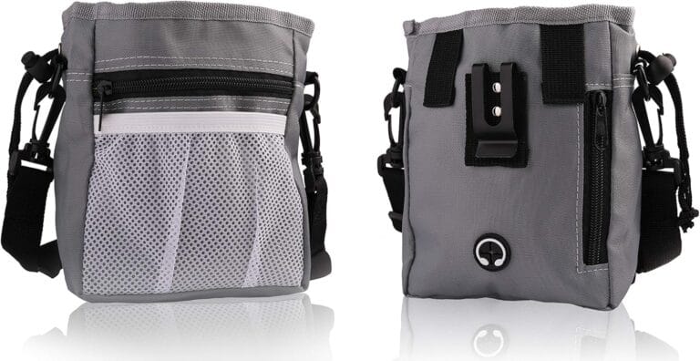 Pets First Dog Treat Training Pouch - Treat Bag for Kibble, Food, Toys, Accessories with Built-in Poop Bag Dispenser - Holder for Small, Medium & Large Dogs & Puppies with Multiple Ways to Wear