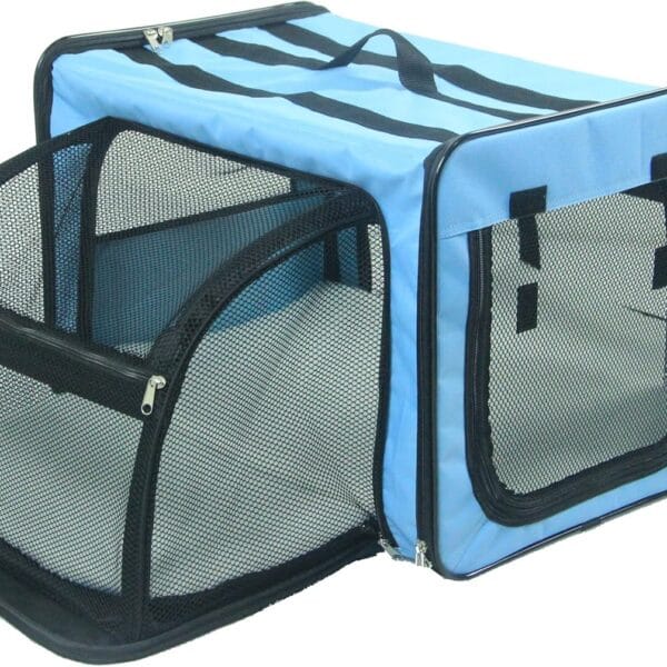 Pet Life Capacious Dual-Sided Travel Expandable Wired Dog Crate - Collapsible and Lightweight Folding Pet Crate with Triple-Space Expansion