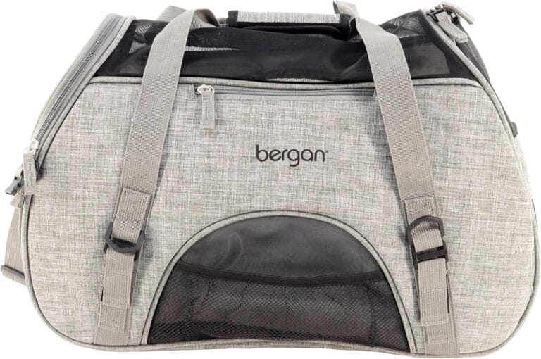 Coastal Pet Bergan Comfort Carrier - Breathable Travel Carrier for Dogs & Cats - Heather Grey, 19" x 10" x 13"