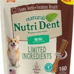 Nylabone Nutri Dent Dog Dental Chews - Natural Dog Teeth Cleaning & Breath Freshener - Dental Treats for Dogs - Filet Mignon Flavor, Mini (160 Count)