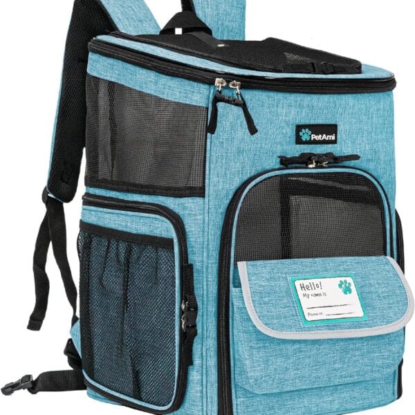 PetAmi Dog Backpack Carrier, Airline Approved Cat Backpacks for Carrying Small Large Cats, Pet Carrier Back Pack, Ventilated Soft Sided for Travel, Hiking, Camping, Max 18 lbs, Turquoise