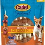 Cadet Gourmet Triple-Flavored Beef Hide Shish Kabob Dog Treats - Healthy & Natural Chicken, Duck, & Sweet Potato Dog Treats, 5 in. (12 oz.)