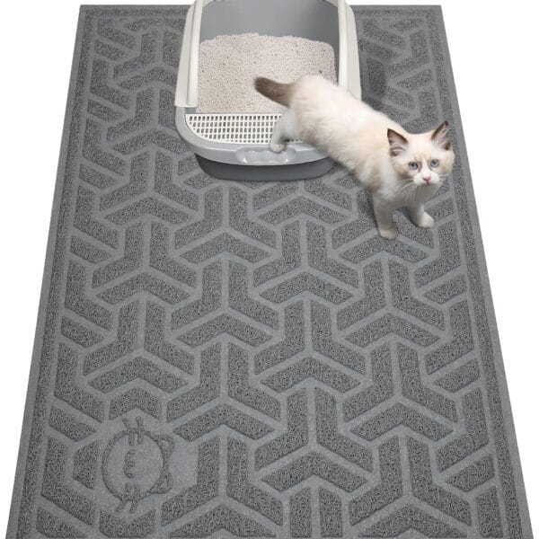 UPSKY Cat Litter Mat, Litter Trapping Mat Soft on Kitty Paws, Large Litter Box Mat 35" x 24" Scatter Control for Cat Litter, Waterproof and Extra Large Litter Box Carpet