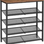 VASAGLE Shoe Rack for Entryway, 5-Tier Shoe Rack Organizer with Storage Shelves and Spacious Top, Freestanding, Adjustable, Industrial, Rustic Brown and Ink Black ULBS038B01