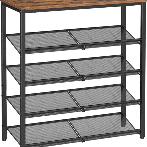 VASAGLE Shoe Rack for Entryway, 5-Tier Shoe Rack Organizer with Storage Shelves and Spacious Top, Freestanding, Adjustable, Industrial, Rustic Brown and Ink Black ULBS038B01