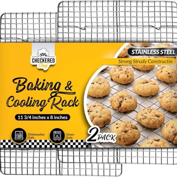 Checkered Chef Cooling Rack for Cooking and Baking - 8 x 11 " Set of 2 Stainless Steel, Oven Safe Grid Wire Cookie Cooling Racks