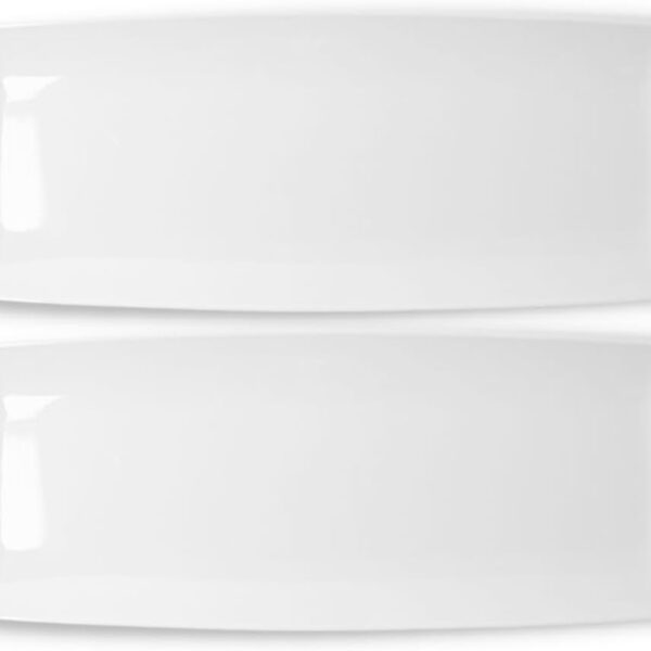Rectangle White Serving Tray (2-Pack) - 17.5" Disposable Serving Platter for Appetizer, Fruits & Serving Dishes | Perfect Plastic Tray for Party Serveware