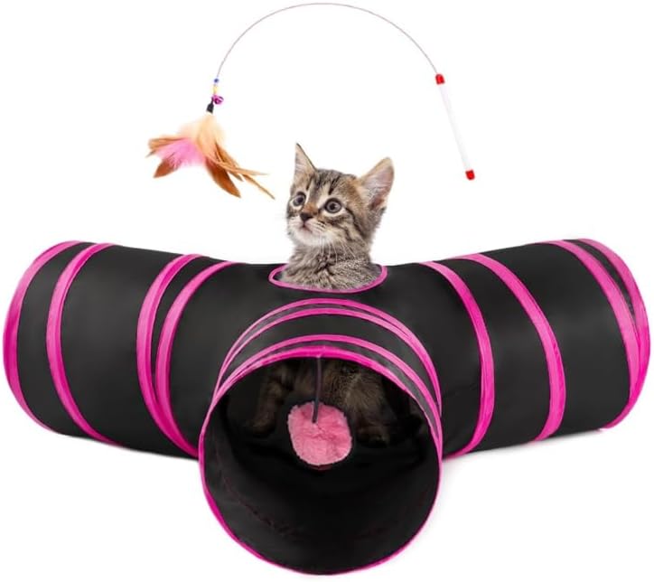 Pet Cat Tunnel Tube Cat Toys 3 Way Collapsible, Tunnels for Indoor CatsKitty Bored Peek Hole Toy Ball Cat, Puppy, Kitty, Kitten, Rabbit Pet Cat Tunnel Tube Cat Toys 3 Way Collapsible, Tunnels for Indoor CatsKitty Bored Peek Hole Toy Ball Cat, Puppy, Kitty, Kitten, Rabbit