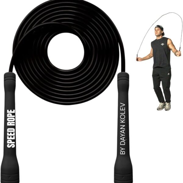Speed Jump Rope by Dayan Kolev, 5mm PVC Skipping Rope, Great for Beginners and Advanced Athlets, Designed for Fitness, Cardio, Boxing & CrossFit, Adjustable length with Unbreakable Handles