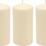 Stonebriar 6 Pack Tall 3 x 6 Inch 65 Hour Long Burning Unscented Ivory Wax Pillar Candles