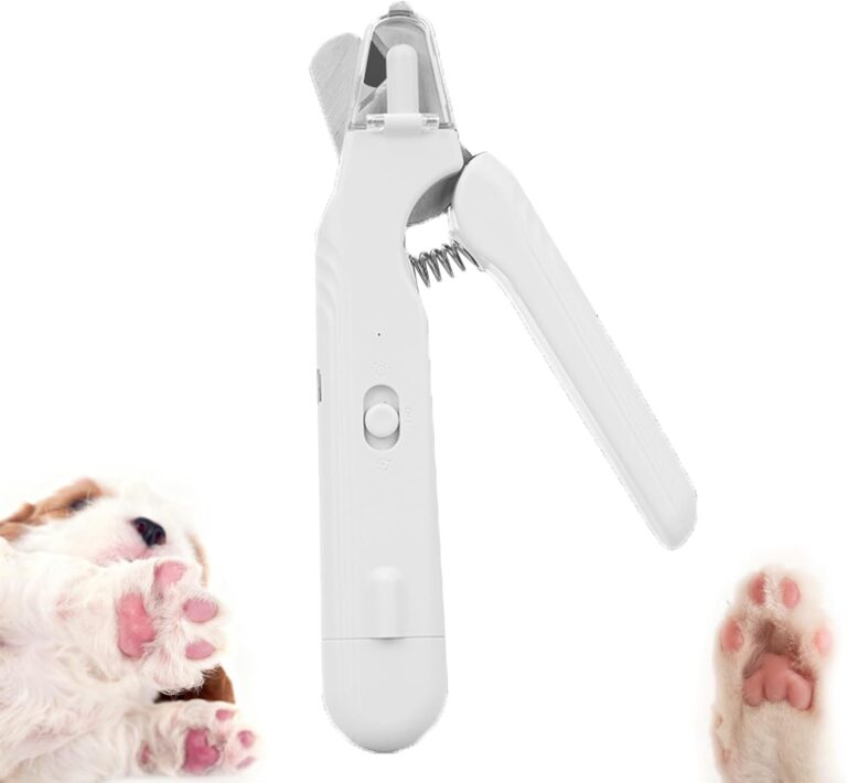 2 in 1 Dog Nail Clippers & Cat Nail Clipper with Guard, Silent,for Large Medium Small Dogs Cats Pets Claw Trimmer (White)
