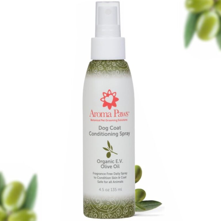 Scented Dog Coat Spray  Cleansing, Conditioning, Moisturizing  Toxin Free  Aromatic Grooming Puppy Spray  Loosens Knots, Tangles  4.5 oz., Dog Coat Olive Oil Detangling Spray