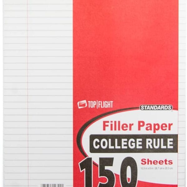 Top Flight Filler Paper, 10.5 x 8 Inches, College Rule, 150 Sheets (12302)