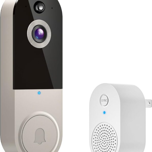 1080p Wireless Video Doorbell Camera, AI Human Detection, 2-Way Talk, Live View, Night Vision, Cloud Storage, 2.4G WiFi Only, Battery Powered, Indoor Outdoor Surveillance (Linen)