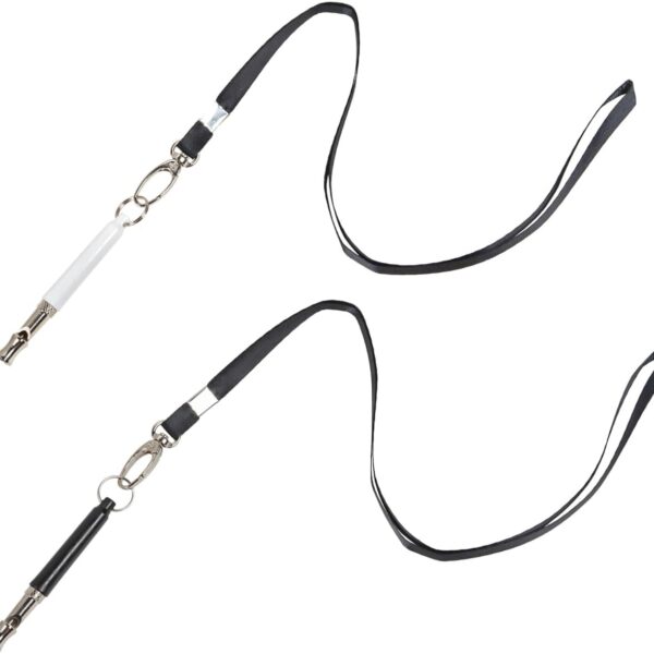 Professional Dog Training Whistle Set, 2 Pack with Lanyards Ultrasonic Silent Recall Whistles Black and White