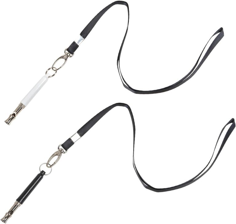 Professional Dog Training Whistle Set, 2 Pack with Lanyards Ultrasonic Silent Recall Whistles Black and White