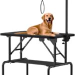 32 Inch Foldable Dog Grooming Table with Adjustable Arm, Nooses & Storage Basket - Non-Slip Pet Grooming Station for Dogs & Cats - Supports Up to 300 lbs (32 inches)