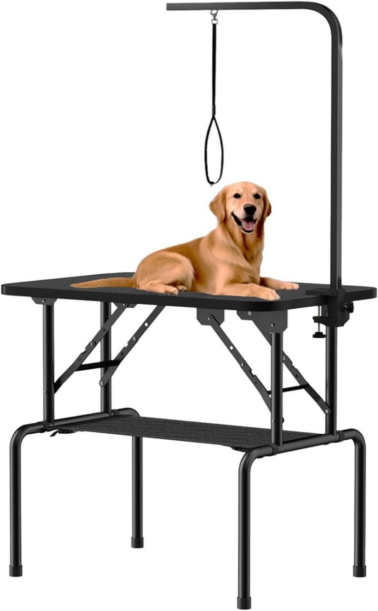 32 Inch Foldable Dog Grooming Table with Adjustable Arm, Nooses & Storage Basket - Non-Slip Pet Grooming Station for Dogs & Cats - Supports Up to 300 lbs (32 inches)