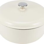 Amazon Basics Cast Iron Dutch Oven Pot with Lid, Enameled, Round, Dual Handles, Heavy-Duty, Small, 4.3-Quart, White