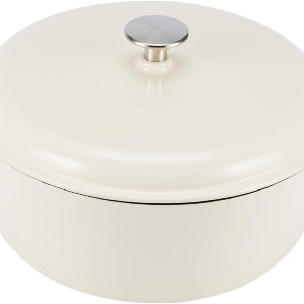 Amazon Basics Cast Iron Dutch Oven Pot with Lid, Enameled, Round, Dual Handles, Heavy-Duty, Small, 4.3-Quart, White