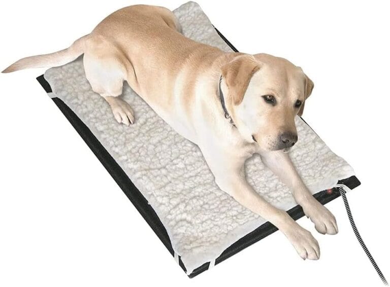 Farm Innovators Heated Pet Mat. 24" x 29" Hard Plastic Kennel Pad with Fleece Cover, 100W Mat for Dogs with Anti-Chew Cord Protector - Indoor Outdoor Use