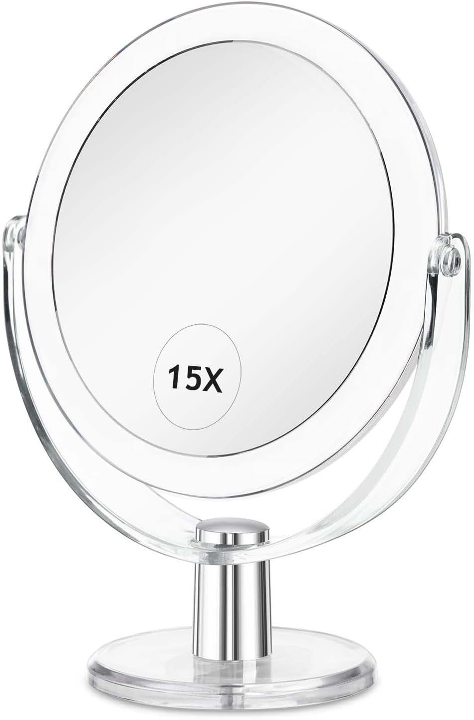 Vanity Makeup Mirror with Stand, 1X/15X Magnification Double Sided 360 Degree Swivel, Portable Table Desk Counter top Magnifying Mirror, Tabletop Bathroom Shaving Mirror, 6.25 Inch Vanity Makeup Mirror with Stand, 1X/15X Magnification Double Sided 360 Degree Swivel, Portable Table Desk Counter top Magnifying Mirror, Tabletop Bathroom Shaving Mirror, 6.25 Inch