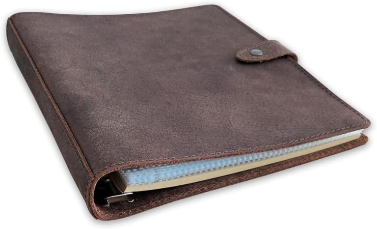 Genuine Leather Photo Album 4"x6" 120 Pockets with 30 Sheets of Writing Paper, 6-Ring Binder, Snap Closure
