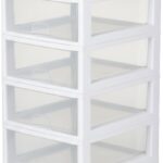 Sterilite 6-Pack 16 Quart Stacking Drawer, Clear Storage Closet Organizer, White Frame - Stackable Modular Plastic Drawers for Clothes, Accessories, Craft Supplies, Shoes or Linens