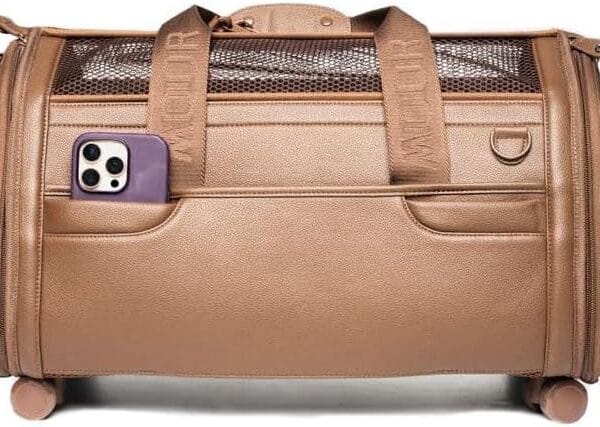 moor NYC Luxury Made Travel Bag. A Unique Pet Travel Bag Design for Dogs or Cats. TSA Approved (Cocoa Luxury Travel Bag)