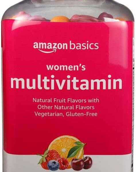Amazon Basics Women's Multivitamin, Mixed Berry Flavor, Vegetarian & Gluten-Free, 300 Gummies (150 Servings) (Previously Solimo)
