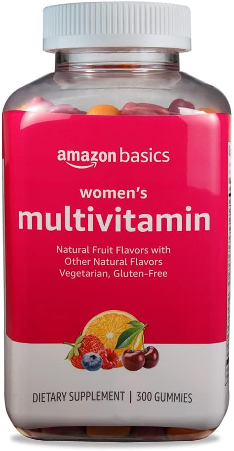 Amazon Basics Women's Multivitamin, Mixed Berry Flavor, Vegetarian & Gluten-Free, 300 Gummies (150 Servings) (Previously Solimo)