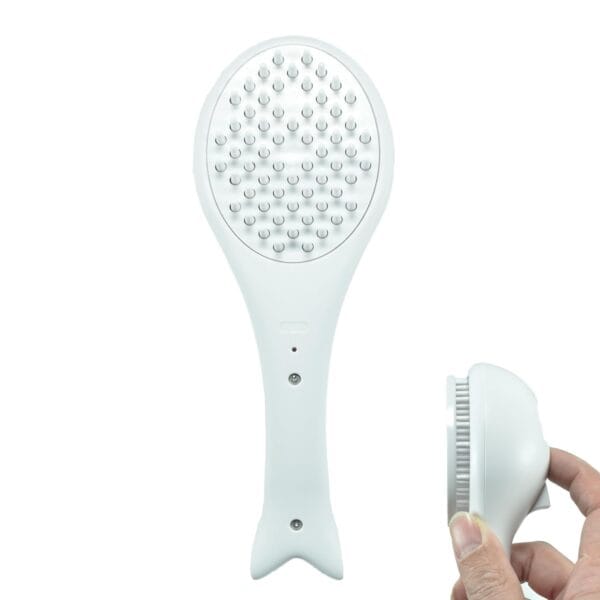 Puppy Brush, Self-Cleaning Dog Brush for Small Dogs - Grooming Tool for Yorkies, Shih Tzus, Maltipoos & More with One-Button Retractable Pins (White)