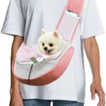 FEimaX Pet Dog Sling Carrier Puppy Pet Slings Bag for Small Dogs Cats Satchel Carriers Breathable Mesh Hand Free with Adjustable Strap Doggie Crossbody for Outdoor Travel (Small, Pink)