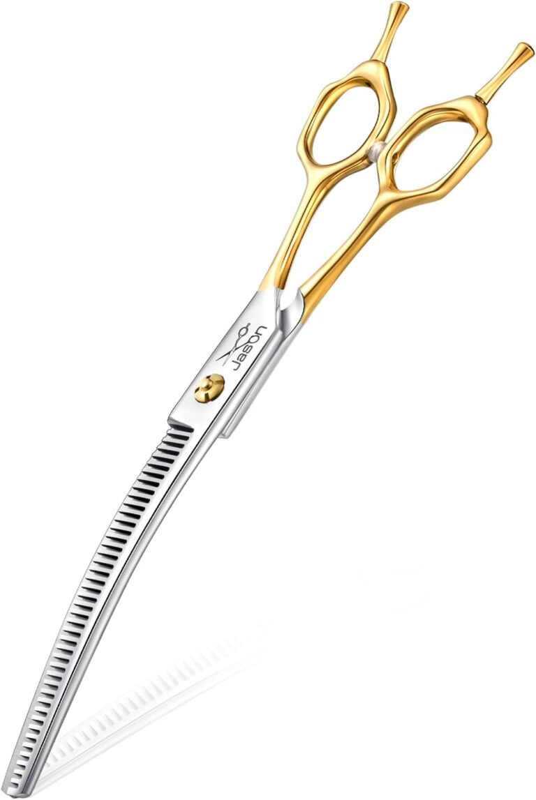 JASON Curved Thinner Dog Scissors - Ergonomic Updated Dog Grooming Scissors Sharp Curved Blender Dog Shears 440C Stainless Steel Grooming Shears Professional Pet Shears for Groomer