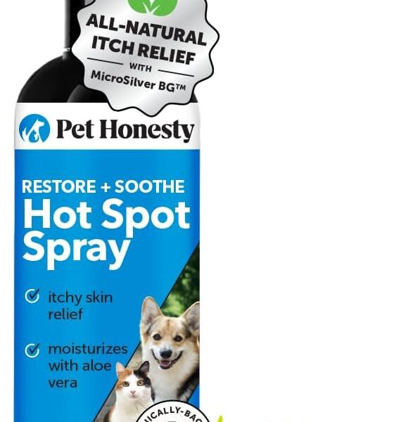 Restore + Soothe Hot Spot Spray for Dogs & Cats  Gentle Dog Skin Spray with Aloe Vera & MicroSilver BG  Soothes Itching, Hot Spots & Irritation  Dog Itch & Hot Spot Remedy for Sensitive Skin  4oz