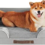 Friends Forever Orthopedic Dog Bed for Medium Dogs, Waterproof Memory Foam Dog Sofa Bed M with Removable Washable Cover, Ally Grey, 28x23x6.5
