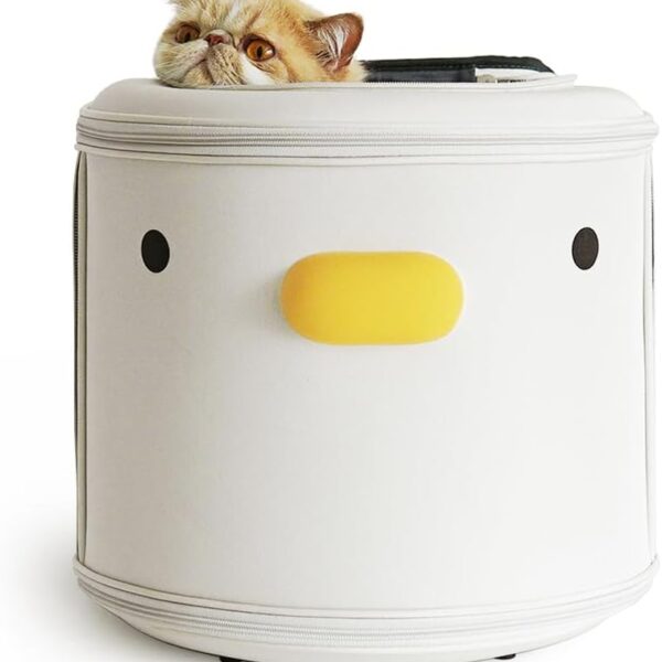 PURROOM Cat Carrier Backpack, Pet Backpacks for Carrying Small Dogs, Cute Design. Upper Cover & Side Ventilation Soft Mesh & Safety Straps. Used for Travel, Hiking, Car, Go to Vet, Outdoor.