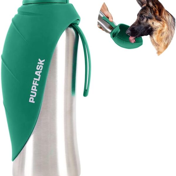 PupFlask Large Dog Water Bottle | 27 or 40 OZ Stainless Steel | Convenient Dog Drink Dispenser | Puppy Travel Water Bowl | Portable Pet Hydration Bottle | Leak Proof | Perfect Size for All Breeds