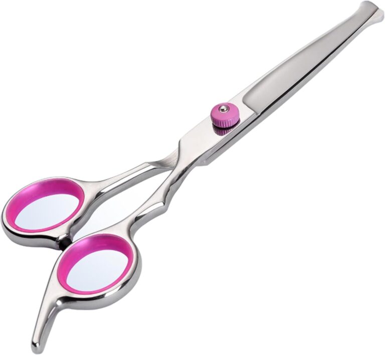 Dog Grooming Scissors,Pet Hair Scissors with Safety Round Tips Heavy Duty Titanium Stainless Steel Professional Dogs Cats Pets Grooming Shears (Round head straight scissors)