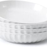 DOWAN Pasta Bowls, 10" Large Salad Serving Bowls 51 OZ White Ceramic Soup Bowls Set of 4 Wide and Shallow Plate Bowl Serving Dish for Soup, Pasta, Noodle, Dinner, Microwave & Dishwasher Safe