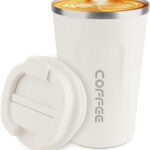 CS COSDDI 12 oz Stainless Steel Vacuum Insulated Tumbler - Coffee Travel Mug Spill Proof with Lid - Coffee Cup for Keep Hot/Ice Coffee,Tea and Beer (White)