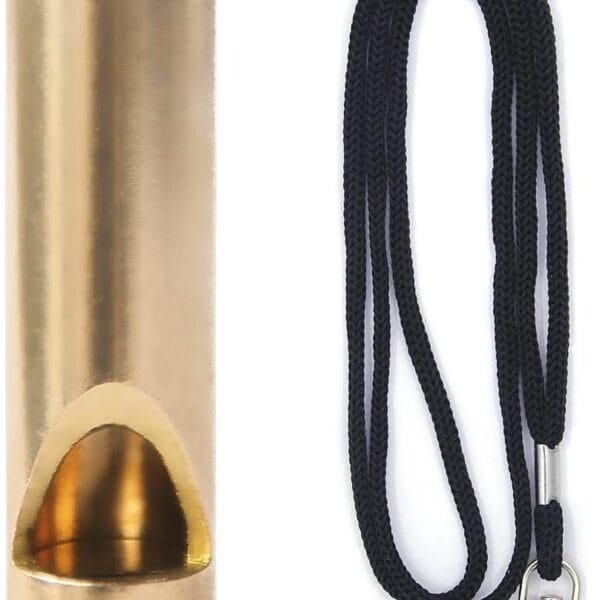 Brass Survival Whistle, 125 dB Loud Emergency Whistle with Lanyard for Hiking, Camping, Pet Training, and Coaching