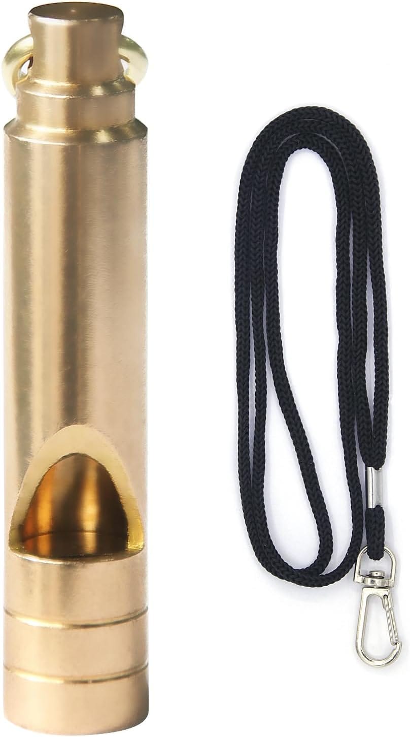 Brass Survival Whistle, 125 dB Loud Emergency Whistle with Lanyard for Hiking, Camping, Pet Training, and Coaching Brass Survival Whistle, 125 dB Loud Emergency Whistle with Lanyard for Hiking, Camping, Pet Training, and Coaching