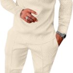 UOUA Mens 2 Piece Set Casual Outfits Polo Long Sleeve Shirt & Pants Tracksuit Loungewear Athletic Jogger Sweatsuit