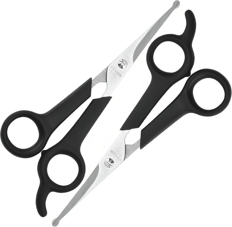 Pet Grooming Scissors Set for Body & Facial Trimming, Durable Stainless Steel Blades with Rounded Tips, Lightweight Shears for Dogs & Cats, Suitable for All Hair Types