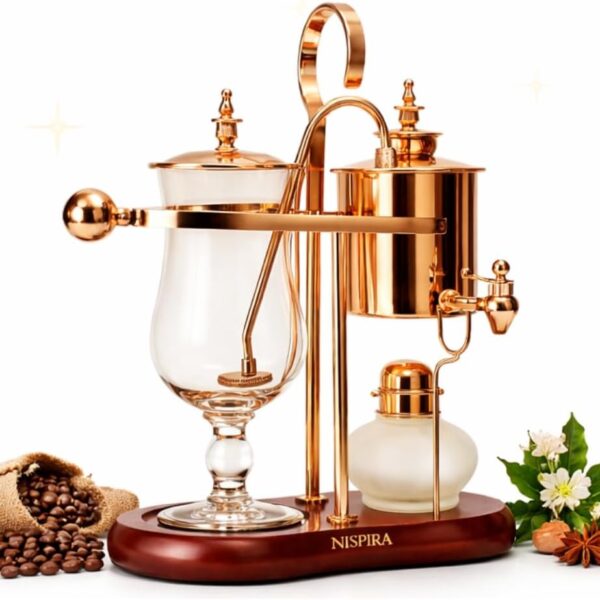 Nispira Belgium Royal Family Balance Syphon Unique Gravity Vintage Coffee Maker Vacuum Brewing System Copper 500 ml