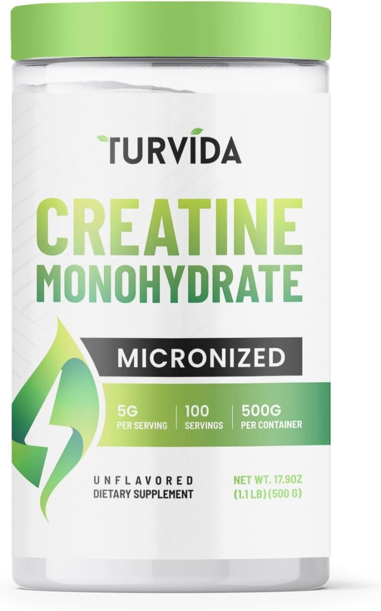 Turvida Creatine Monohydrate, Micronized Creatine Powder for Men and Women, Pre Workout Supplement, Pure Monohydrate Creatine for Strength, Workout Support, Micronized for Better Absorption (500g)